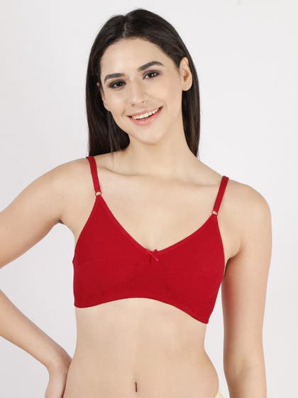 Shyle Racing Red Non Padded Seamed Everyday Bra