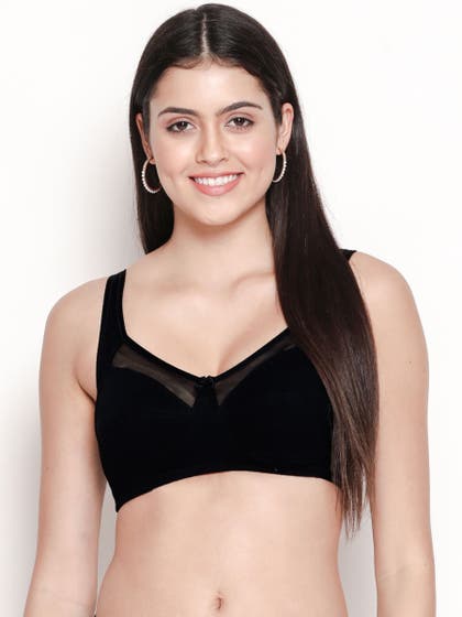 Susie Black Beauty Mesh Neckline Non Padded Everyday Bra