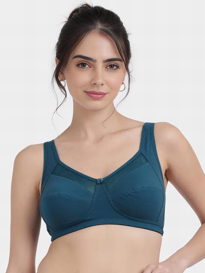 Susie Moroccan Blue Mesh Neckline Non Padded Everyday Bra