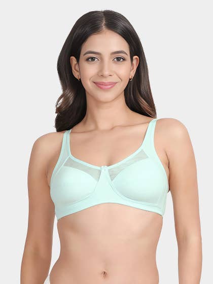 Susie Skylight Blue Mesh Neckline Non Padded Everyday Bra