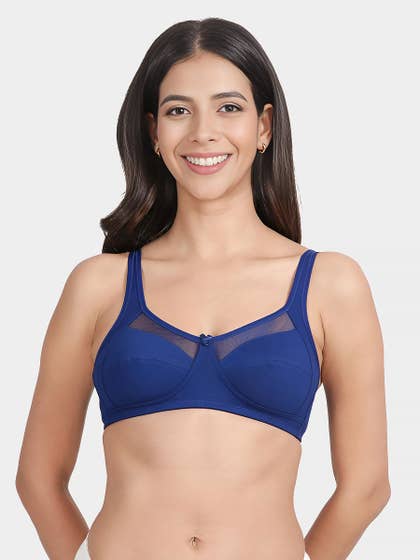 Susie Sodalite Blue Mesh Neckline Non Padded Everyday Bra