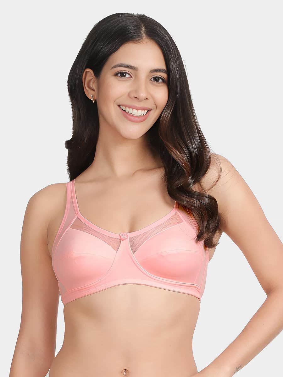 Susie Tickled Pink Mesh Neckline Non Padded Everyday Bra