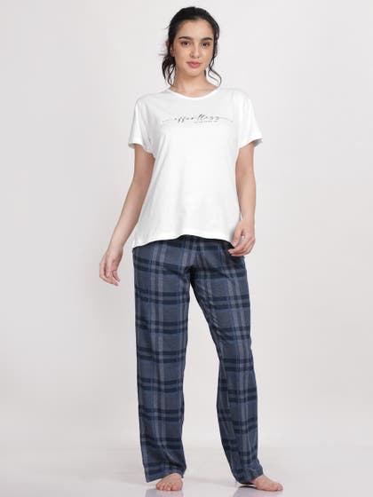 Shyaway White Navy Effortless Pyjama Set
