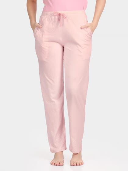 Shyaway Ballet Pink Polka Dot Print Full Length Pyjama Pant