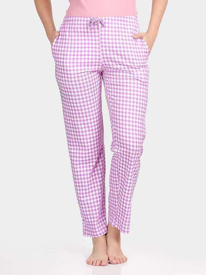 Shyaway Hyacinth Purple Checkered Print Full Length Pyjama Pant