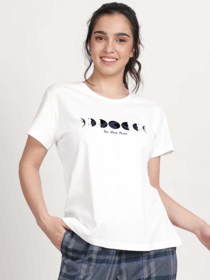 Shyaway White Sleep Phase Print Nightwear Top