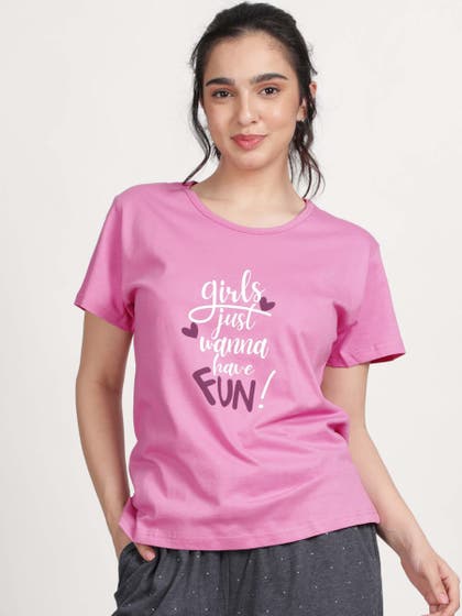 Shyaway Violet Girls Just Wanna Have Fun Print Nightwear Top