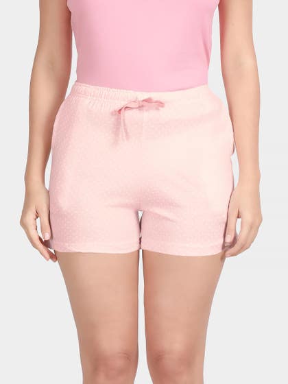 Shyaway Ballet Pink Polka Dot Print Mid Thigh Shorts