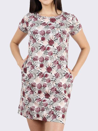 Shyaway White Floral Printed Casual Sleep Tee