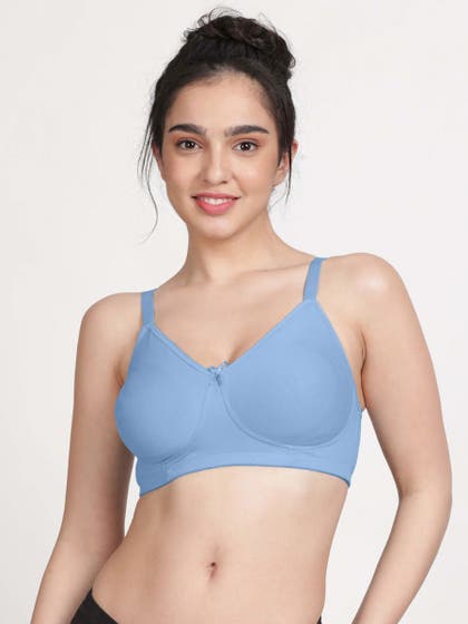 Susie Angelfalls Blue Non Padded Wirefree Full Coverage Everyday Bra