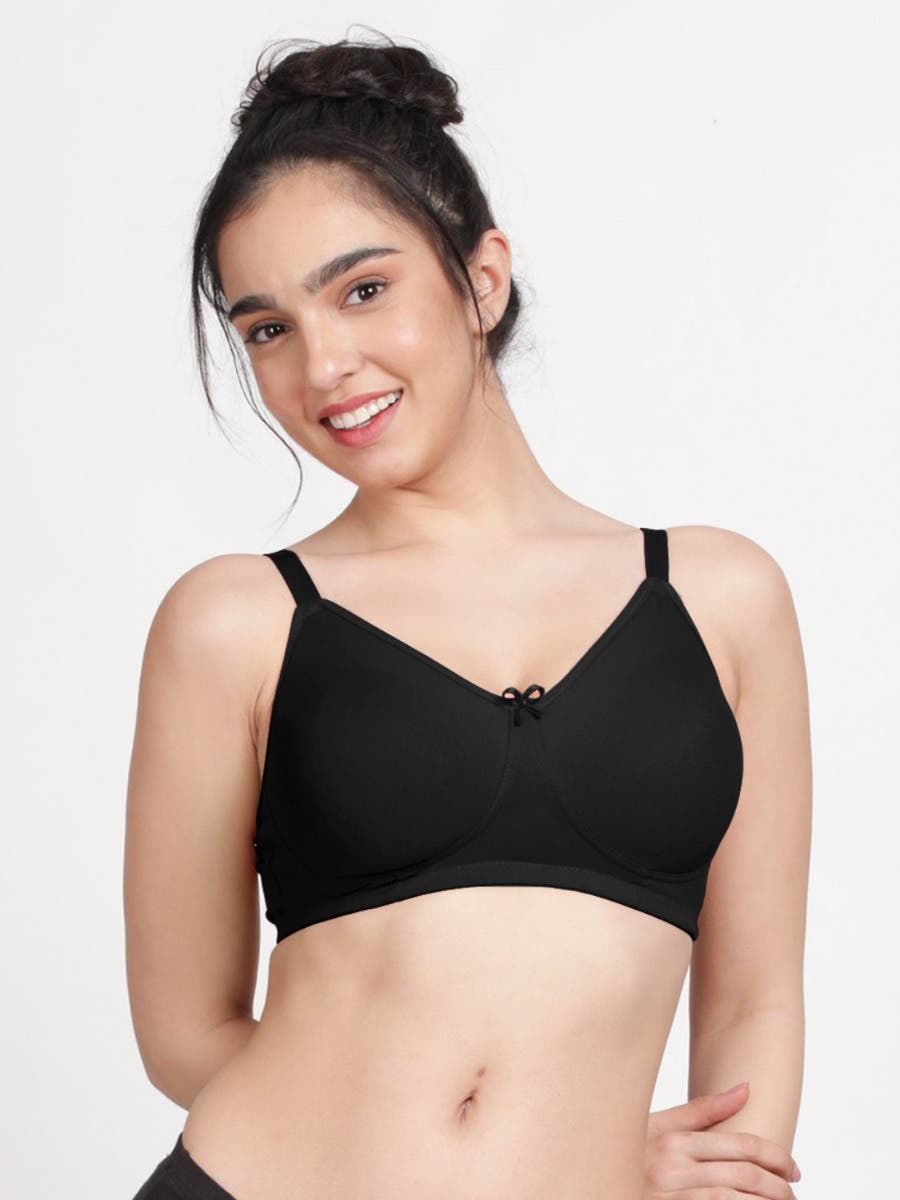 Taabu Black Beauty Heart Print Padded Wirefree T shirt Bra