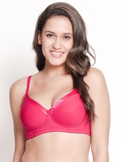 Susie Fuchsia Pink Satin Neck Cotton Padded Everyday Bra