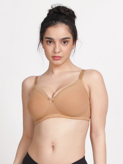 Susie Fenugreek Skin Lace Neckline Padded Everyday Bra