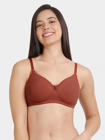 Susie Rustic Brown Lace Neckline Padded Everyday Bra
