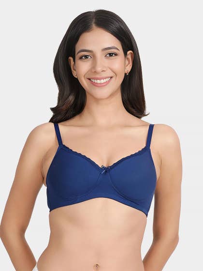 Susie Sodalite Blue Lace Neckline Padded Everyday Bra