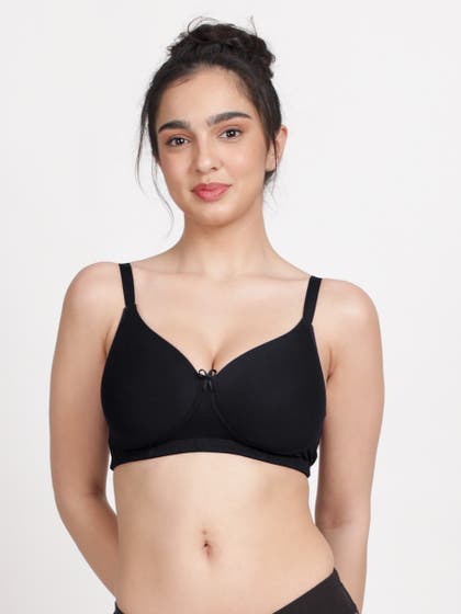 Susie Black Beauty Solid Cotton Padded Everyday Bra