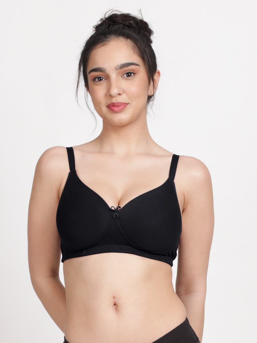 Taabu Black Beauty Heart Print Padded Wirefree T shirt Bra