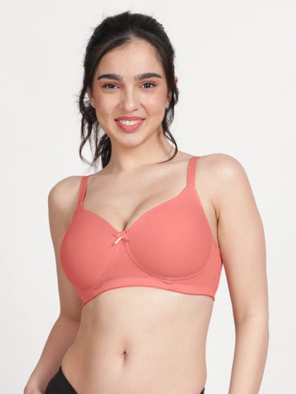 Susie Lobster Bisque Orange Solid Cotton Padded Everyday Bra