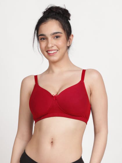 Susie Red Solid Cotton Padded Everyday Bra