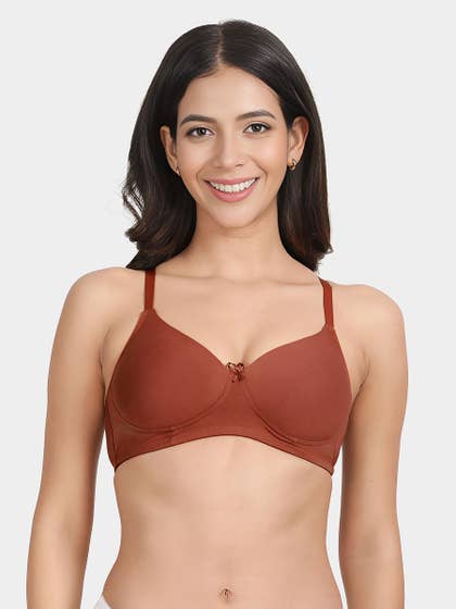 Susie Rustic Brown Solid Cotton Padded Everyday Bra