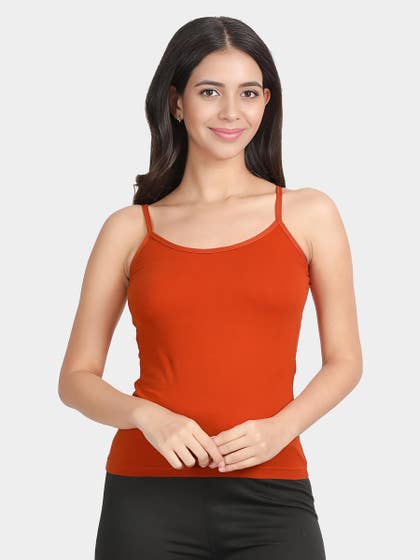 Susie Gold Brown U Neck Adjustable Strap Camisole