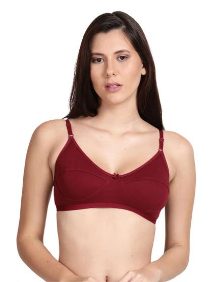 Shyle Maroon Non Padded Seamed Everyday Bra