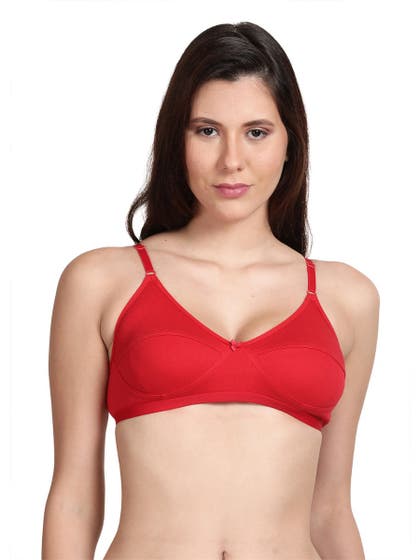 Shyle Red Non Padded Seamed Everyday Bra