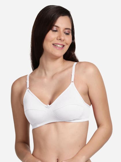 Shyle White Non Padded Seamed Solid Casual Bra