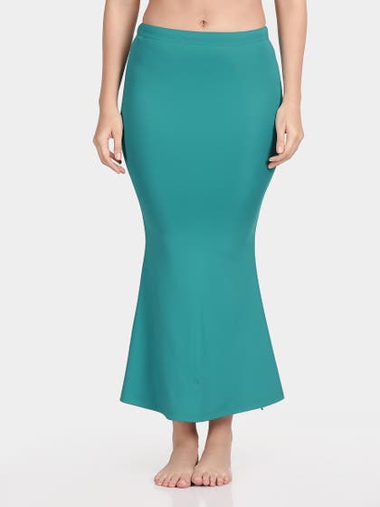 United Classic Fanfare Green Flared Side Slit Saree Shapewear