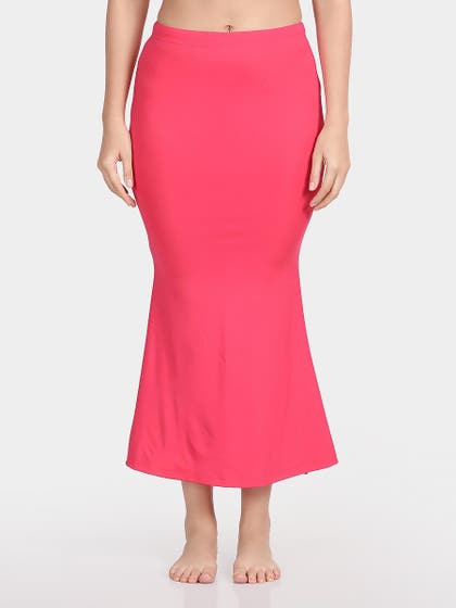 United Classic Raspberry Pink Flared Side Slit Saree Shapewear