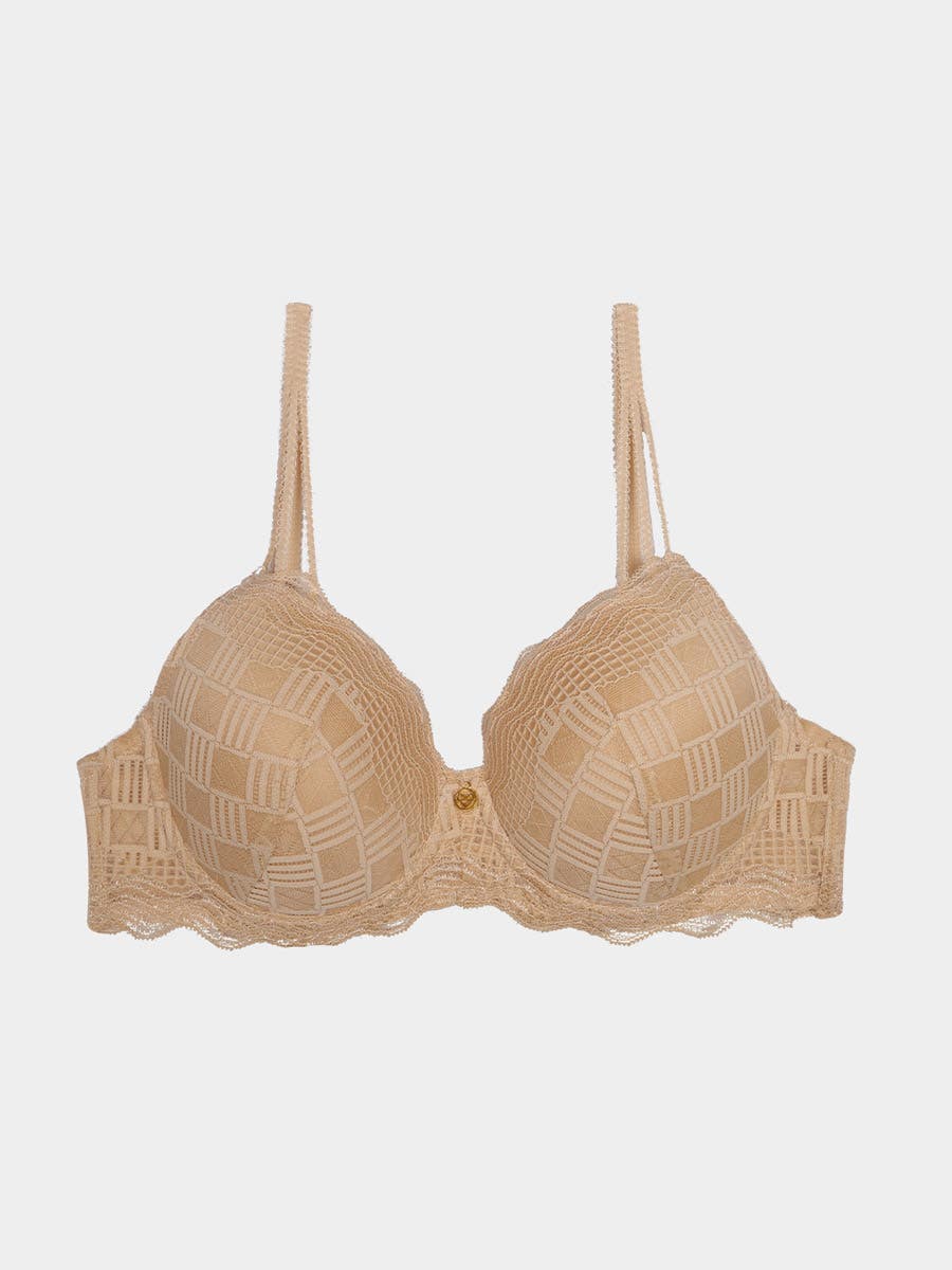 Susie Sand Skin Full Lace Decorative Straps Padded Wired Bra
