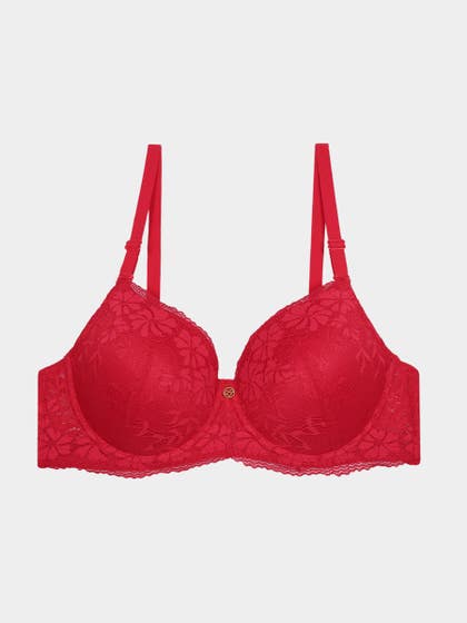 Susie Fiery Red Fully Lace Padded Wired Bra