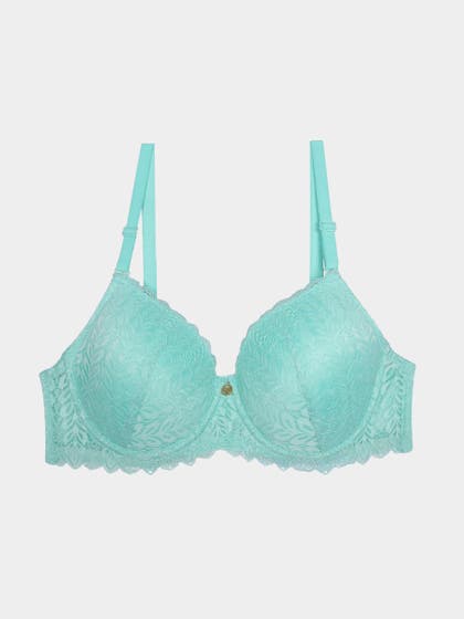 Susie Island Paradise Leaf Patterned Lace Padded Wired Bra