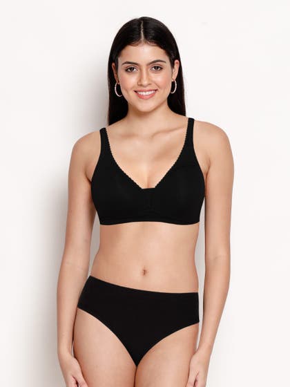 Susie Black Beauty Plunge Bra And Bikini Lingerie Set