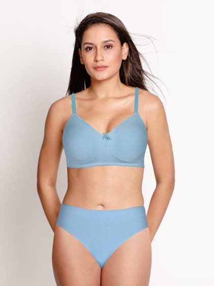 Susie AngelFalls Blue Padded Bra And Bikini Lingerie Set