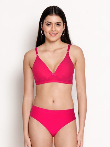 Susie Lovepotion Pink Plunge Bra And Bikini Lingerie Set