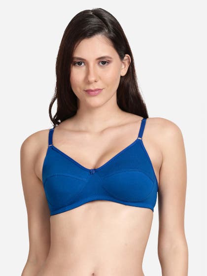 Shyle Royal Blue Non Padded Seamed Solid Casual Bra