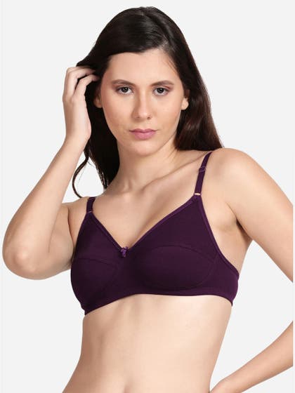 Shyle Dark Purple non Padded Seamed Solid Casual Bra