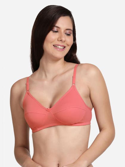 Shyle Pink Non Padded Seamed Solid Casual Bra