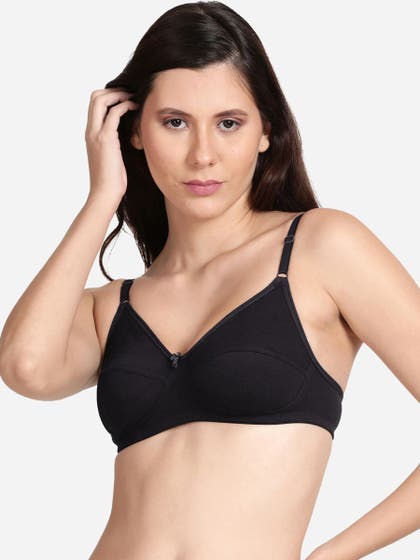 Shyle Black Non Padded Seamed Solid Casual Bra