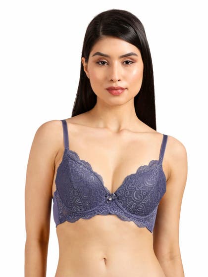 Susie Smokey Plum Front Lace Padded Wired Bra
