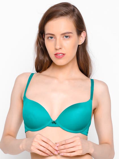 Susie Aqua Green Push Up Bra With Satin Straps