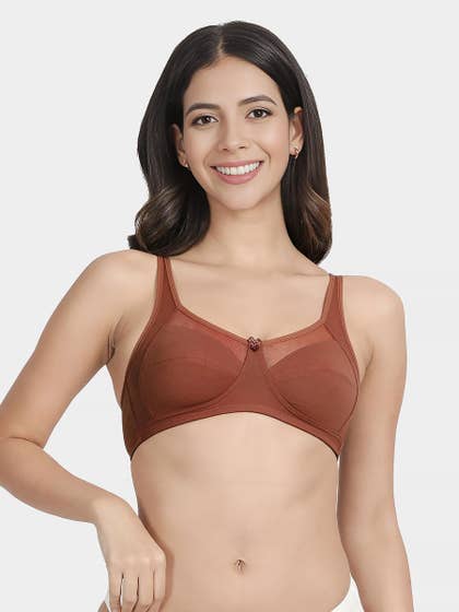 Susie Rustic Brown Mesh Neckline Non Padded Everyday Bra