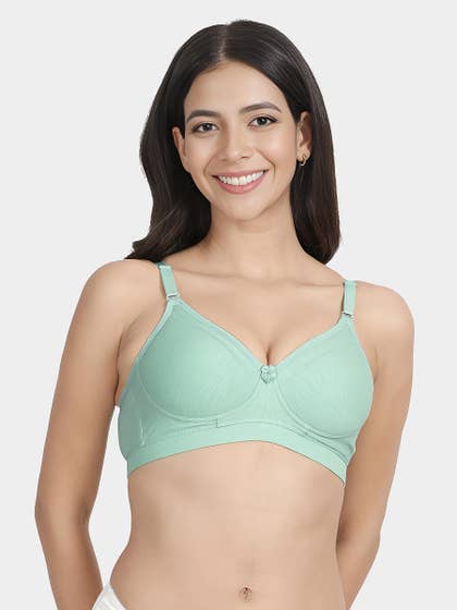 Susie Bay Green Padded Contrast Neckline Everyday Bra