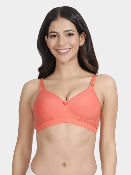Susie Shell Pink Padded Contrast Neckline Everyday Bra