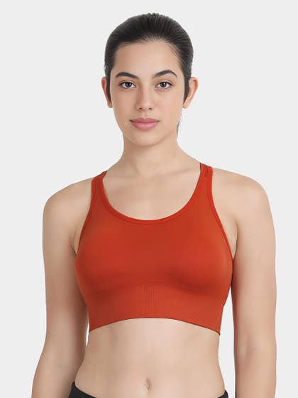 Shyle Mandarin Red T Back Seamless Sports Bra