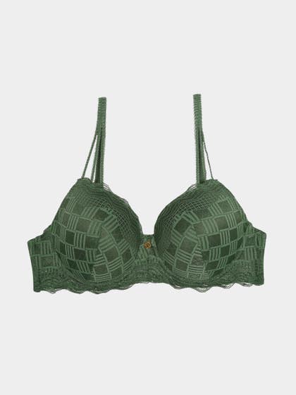 Susie Dark Forest Full Lace Decorative Straps Padded Wired Bra