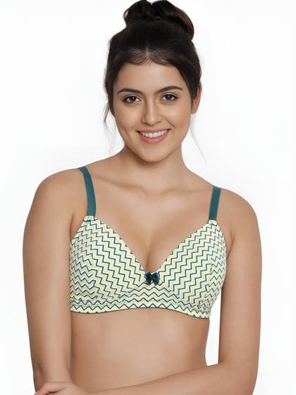 Taabu Cadmium Green Chevron Print Padded Wirefree T shirt Bra
