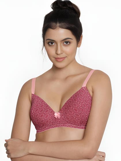 Taabu CabernetRed Diamond Print Padded Wirefree T shirt Bra