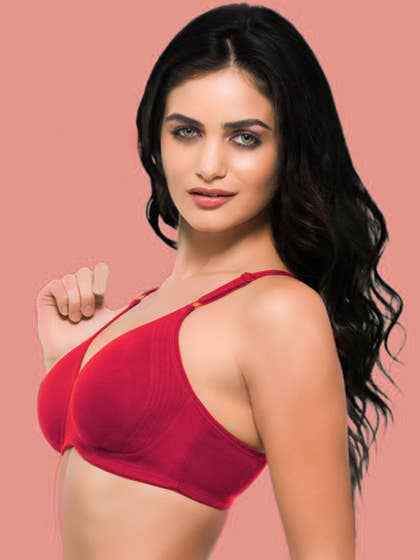 Laavian Coral Red Full Coverage Bra